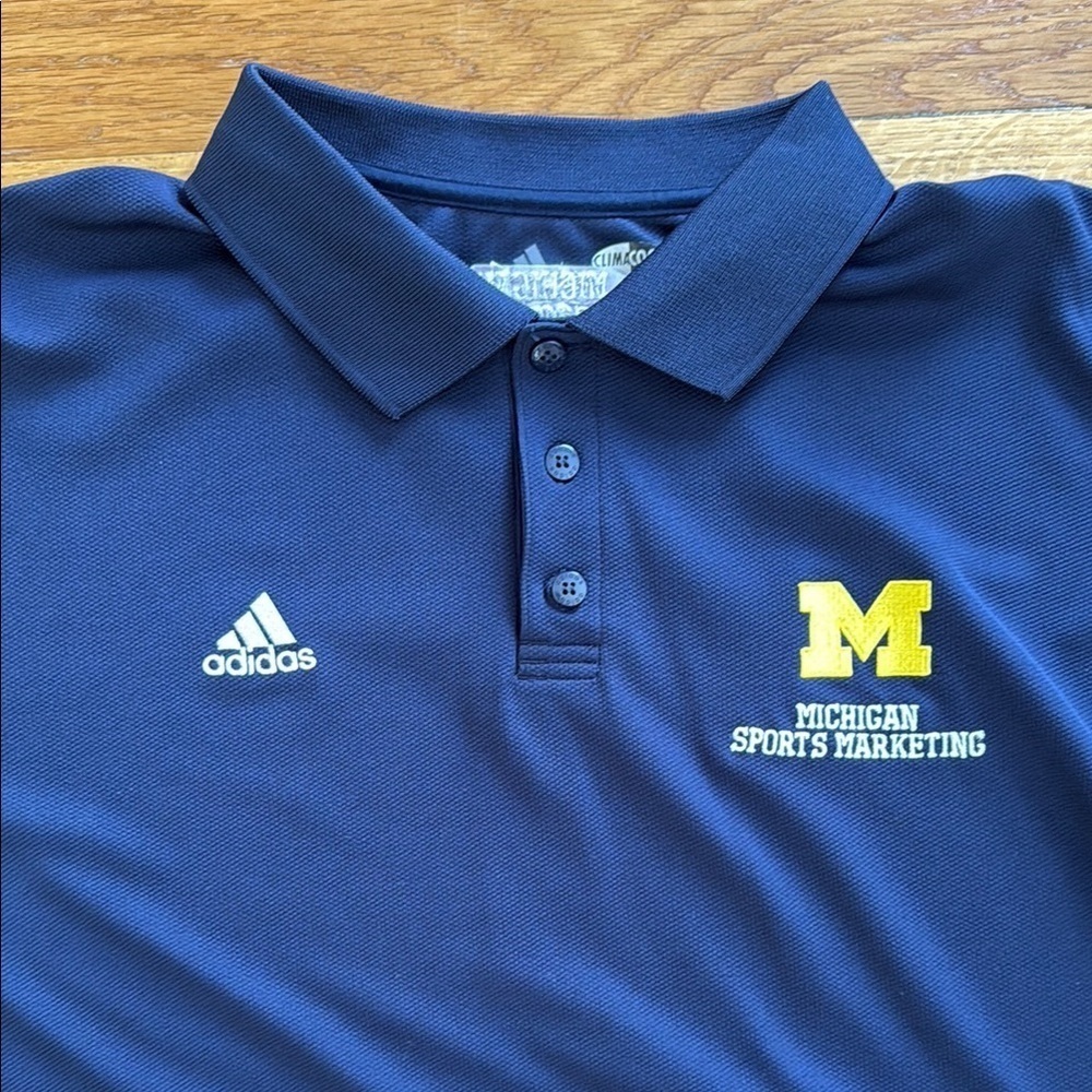 Adidas University of Michigan Sports Marketing U of M Polo Shirt Men XL